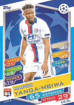 Mapou Yanga-Mbiwa Olympique Lyonnais 2016/17 Topps Match Attax CL #LYO05